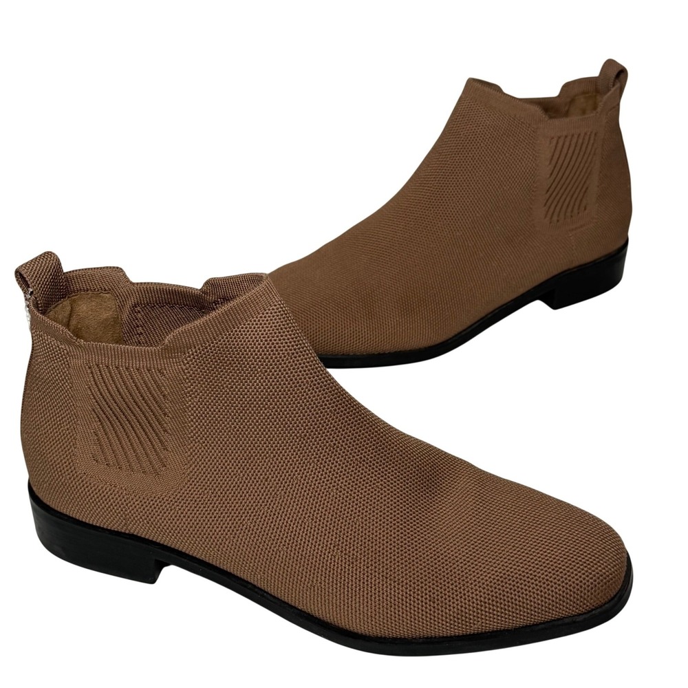 Vivaia Ryan Pro Water Repellent Knit Ankle Boots 9.5 Espresso Brown Square Toe